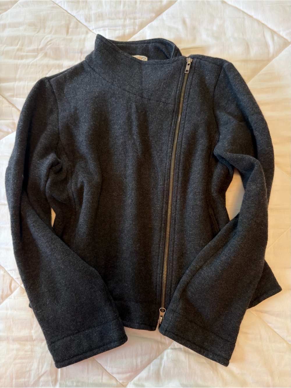 Eileen Fisher Wool Blend Asymmetrical Zipper Motto Jacket Size M Petite
